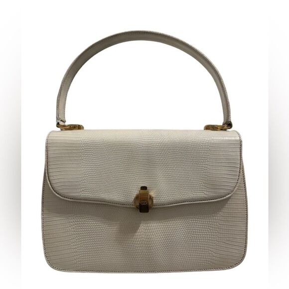 Gucci lizard embossed leather top handle tote - Picture 1 of 16